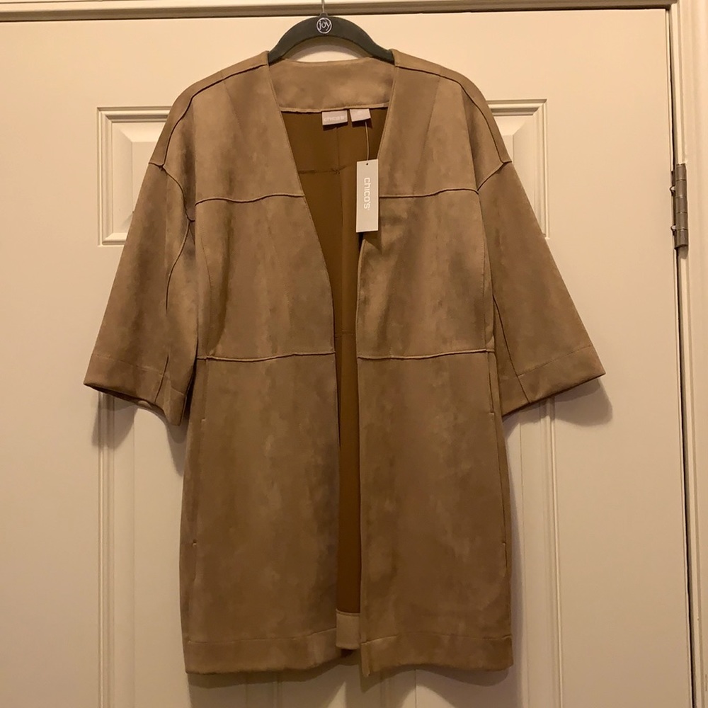NWT Chico’s Faux Suede Jacket w/Removable Tie Belt